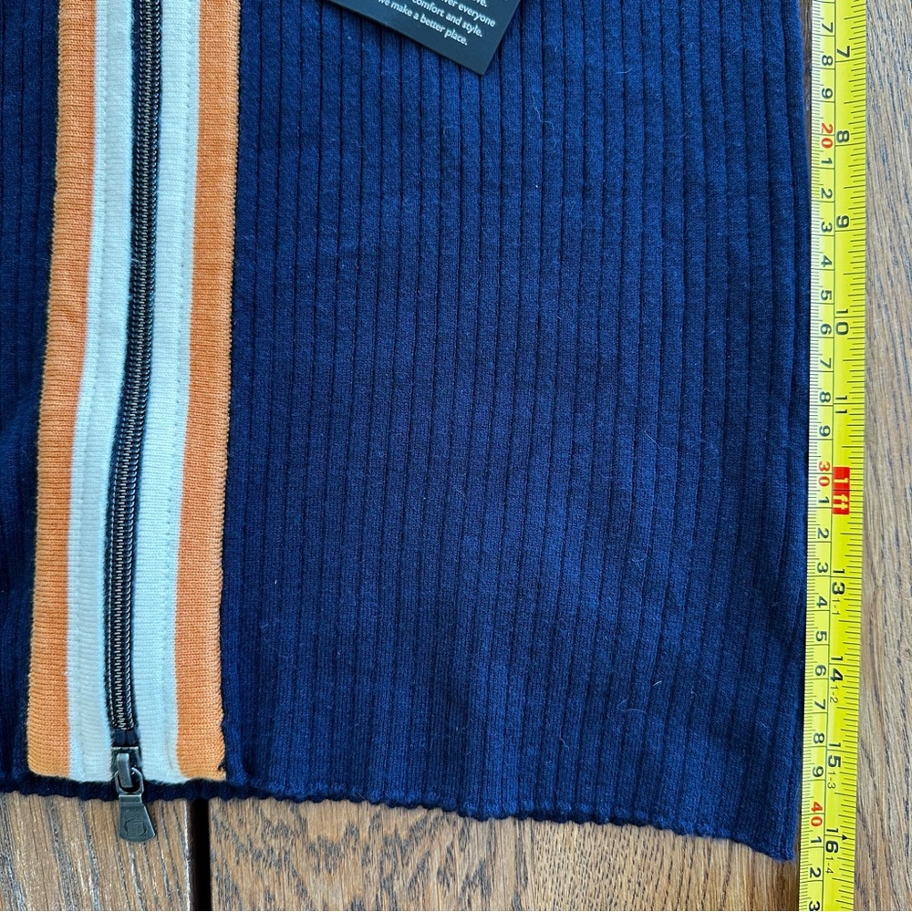 NWT Anatomie Charlize Navy Zip-Up Ribbed Travel Sweater Orange Cream Stripe - Picture 14 of 14